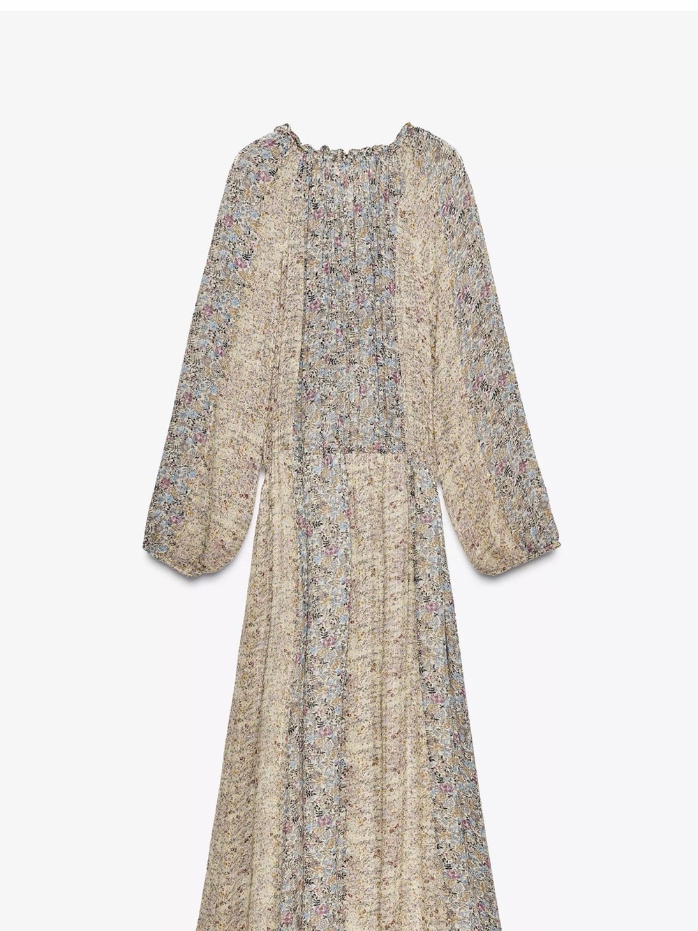 Zara Metallic Floral Long-Sleeve Maxi Dress